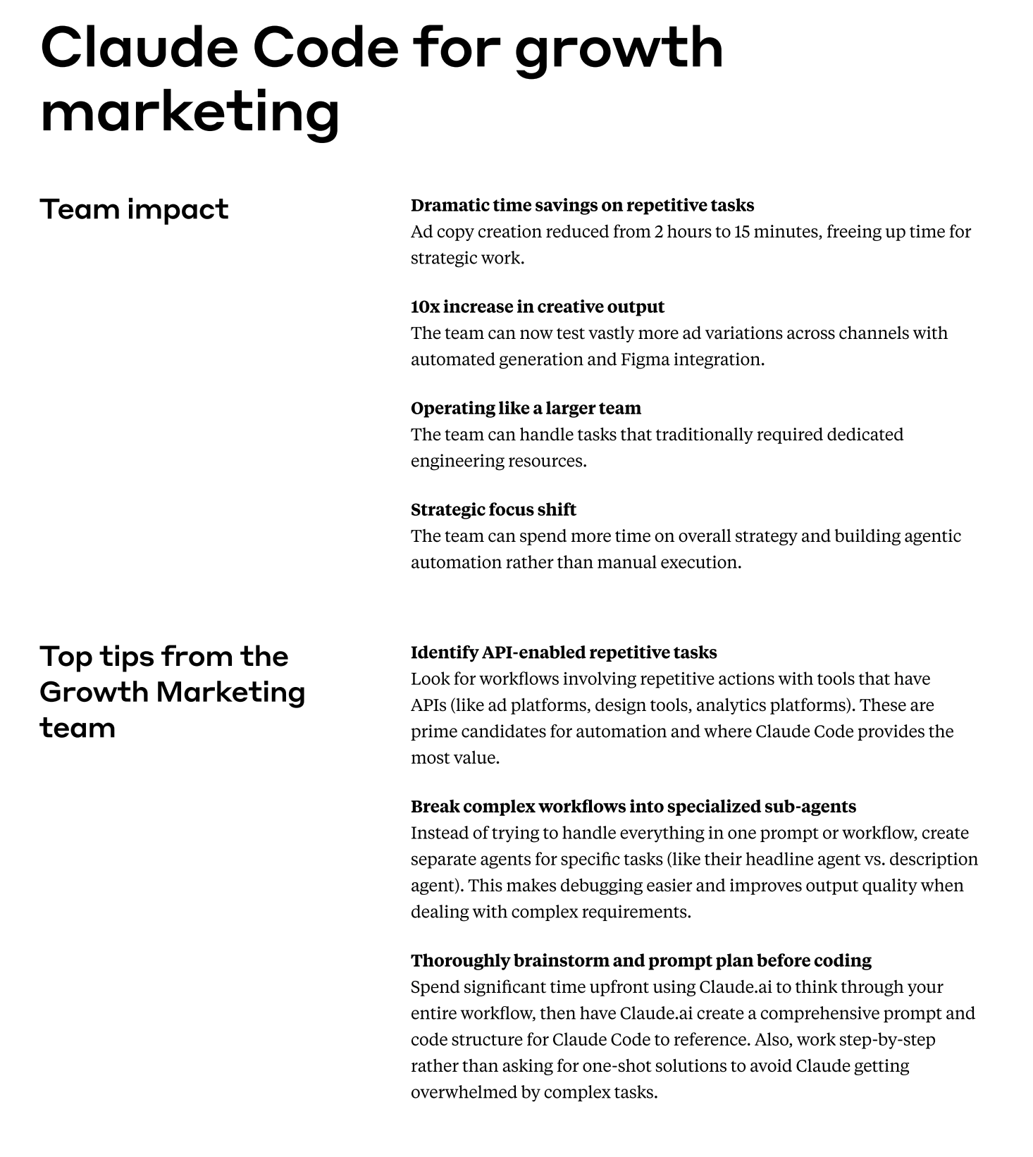 Claude Code for growth marketing - team impact and tips